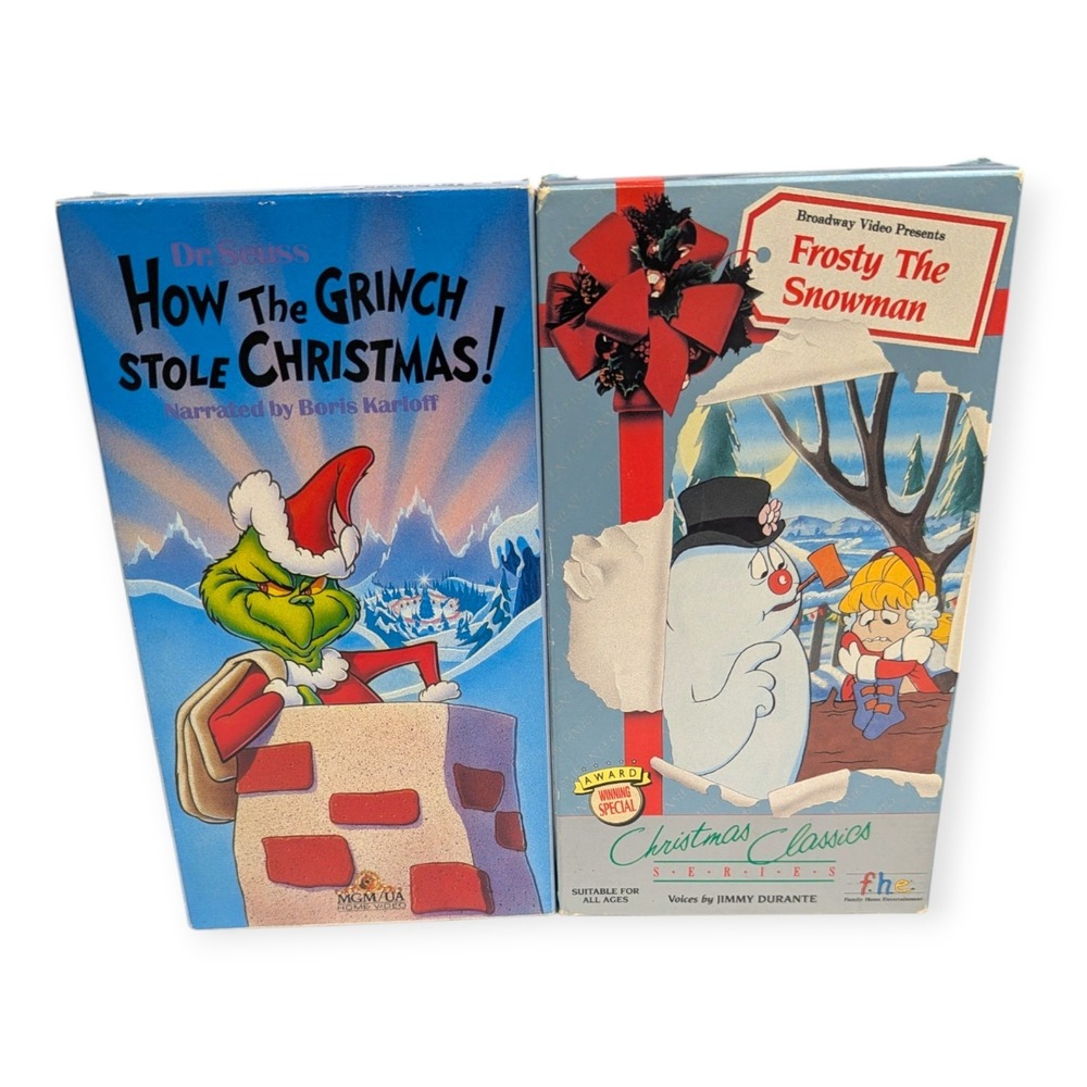 Dr Seuss How The Grinch Stole Christmas & Frosty The Snowman VHS Bundle Holiday